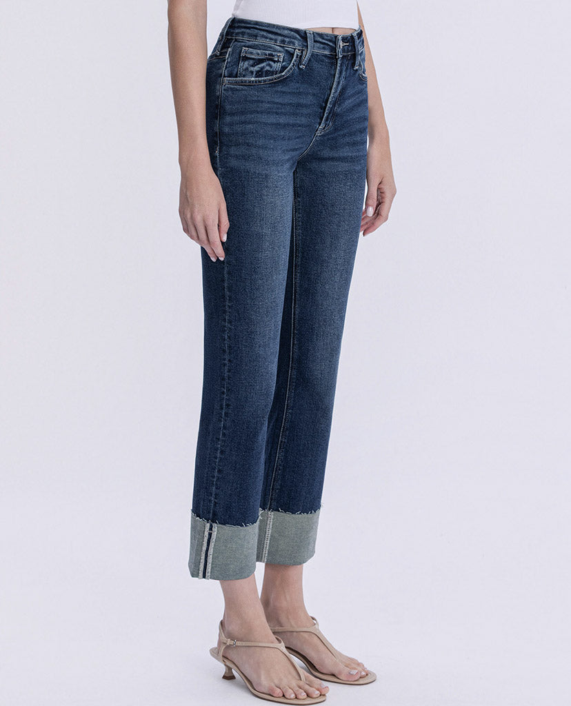 Eloise Cuffed Jeans - Dark Blue