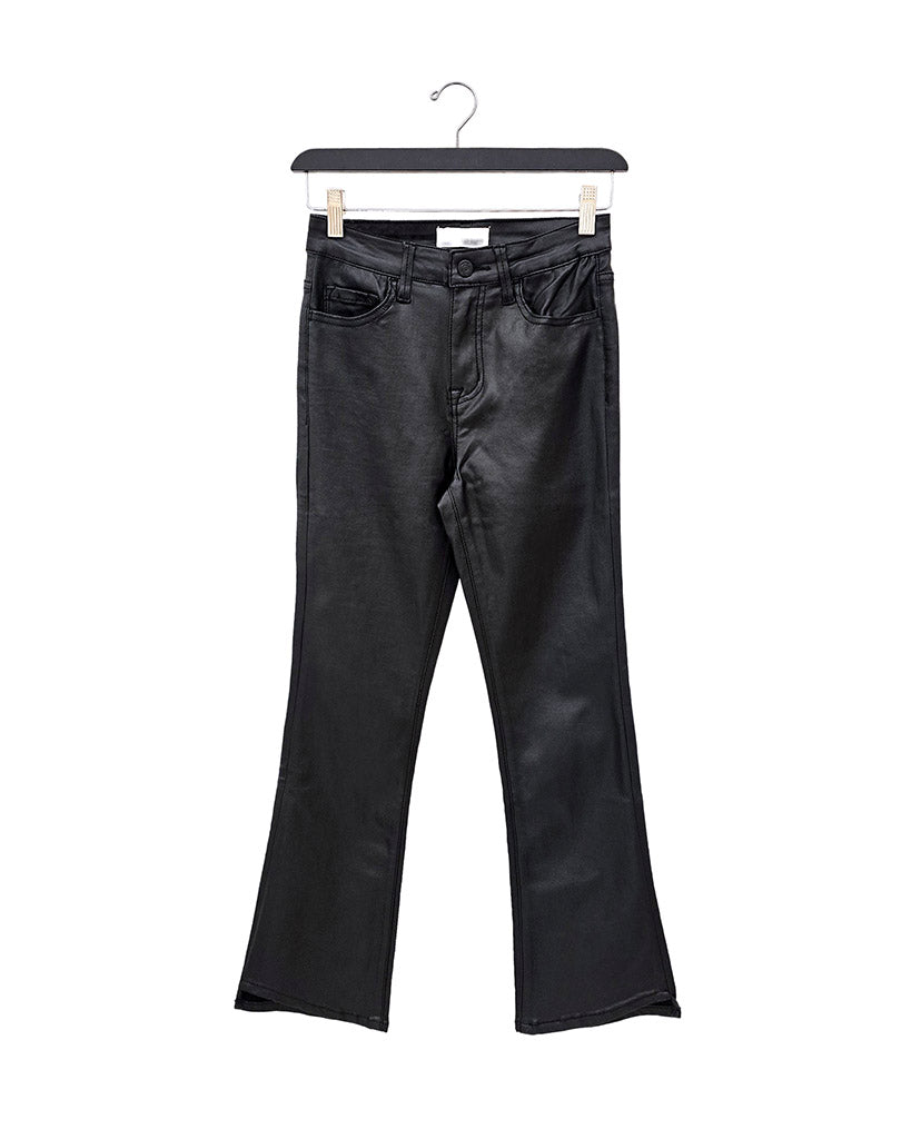 Beloved Coated Flare Jeans - Black Coated