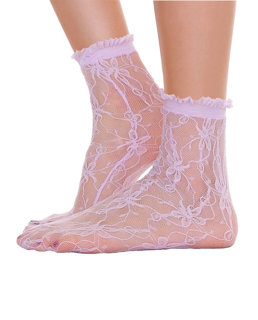 Lace With Ruffle Ankle Socks - Lavender - Piin | www.ShopPiin.com