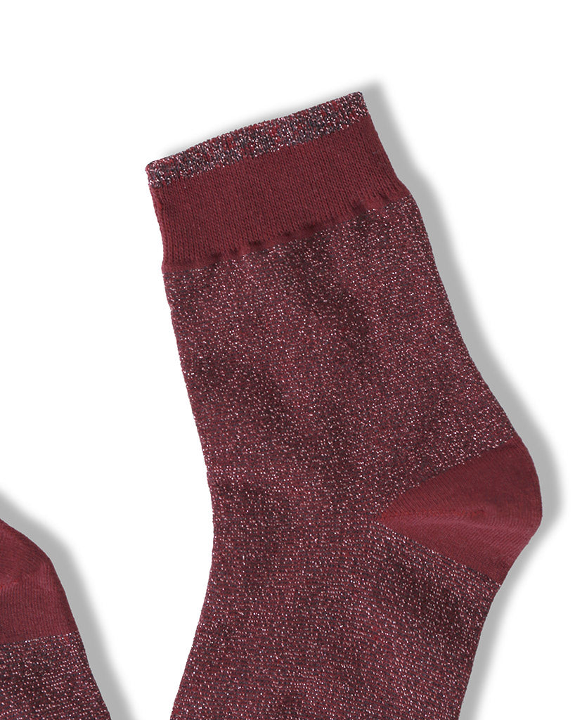 Universe Ankle Socks - Burgundy Glittery - Piin | ShopPiin.com