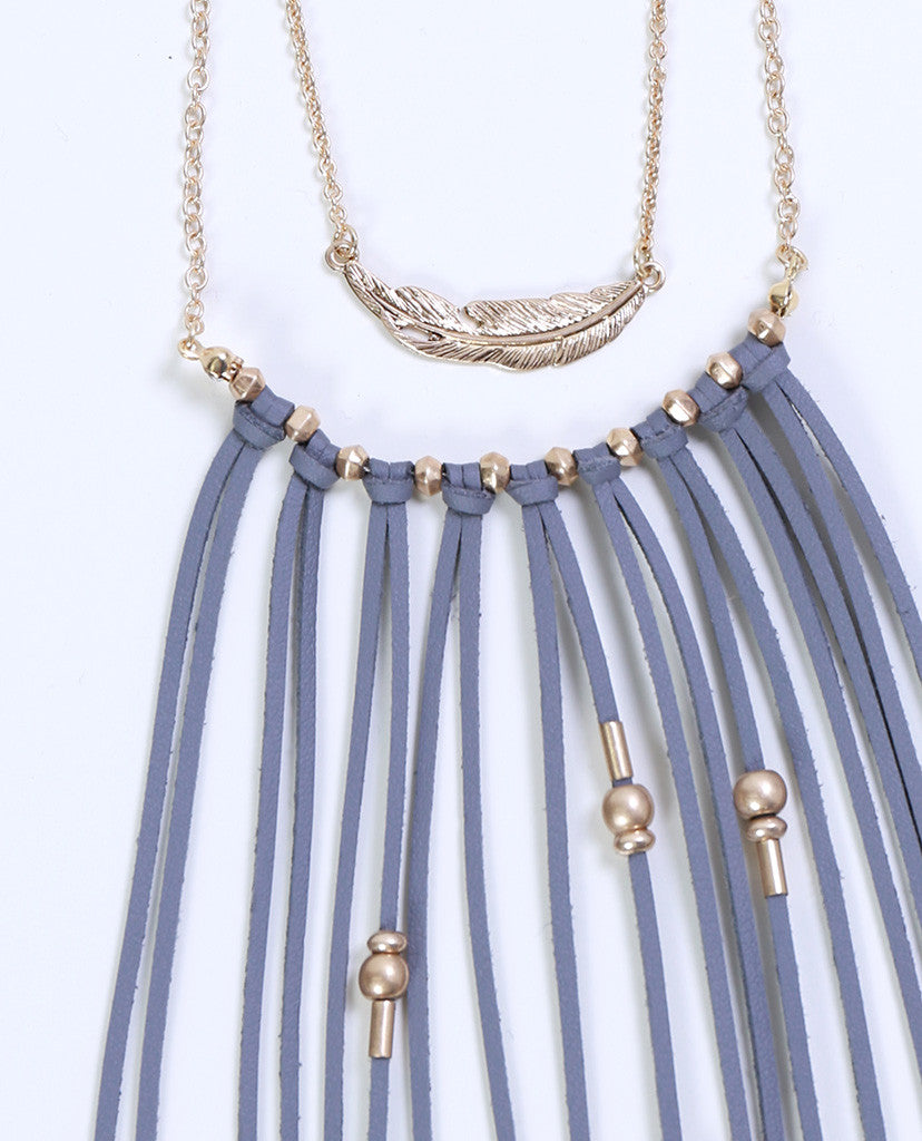 Soulmate Fringe Necklace - Gold/Gray - Piin | www.ShopPiin.com