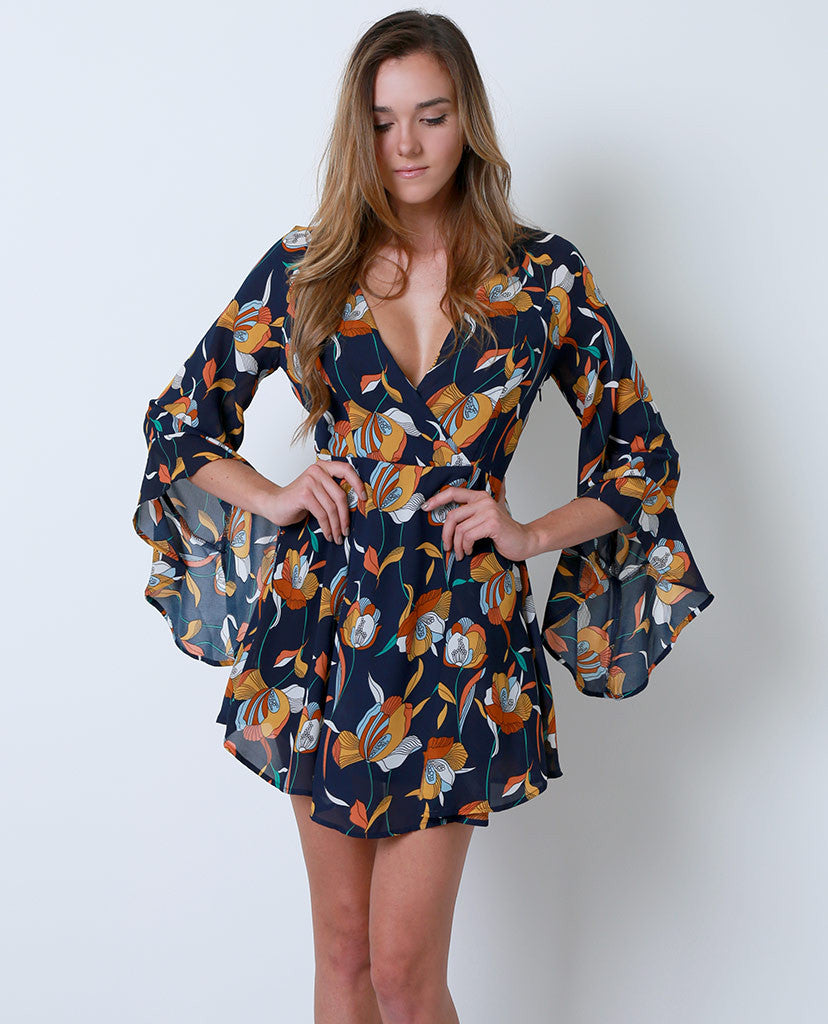 Dream Flowers Dress - Navy Floral Print - Piin | www.ShopPiin.com