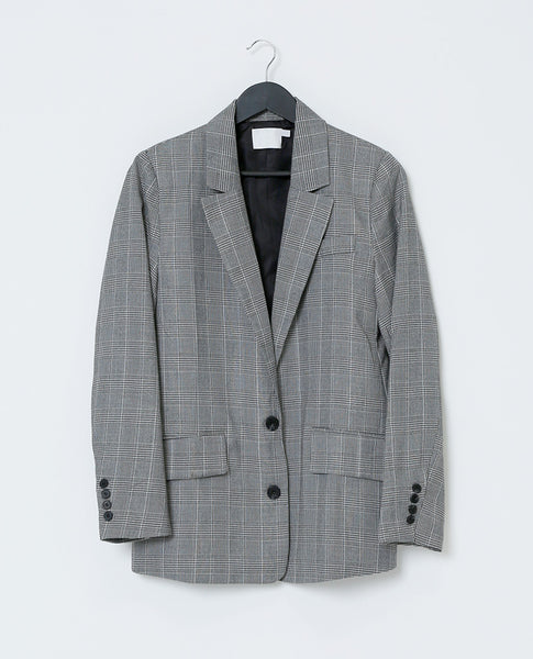 A’Hall Boxy Blazer - Plaid Black/White - Piin | ShopPiin.com