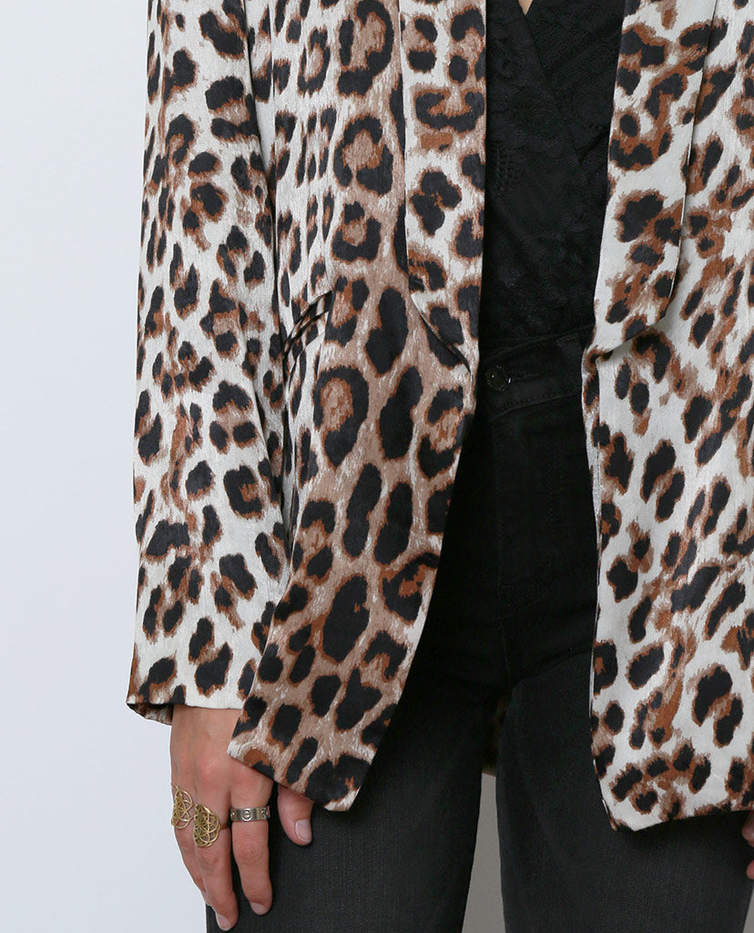 Femme Leopard Satin Blazer - Black/Brown - Piin | ShopPiin.com