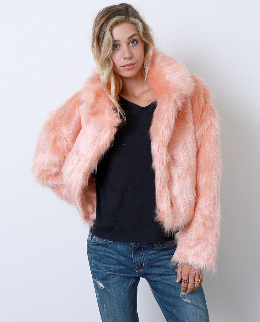 Flirty Femme Faux Fur Coat - Orange - Piin | www.ShopPiin.com