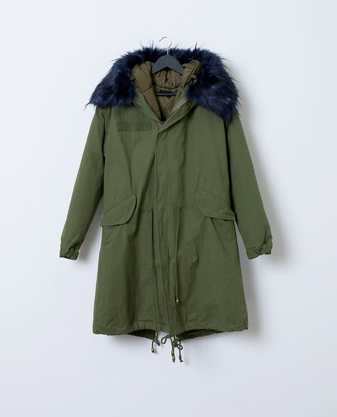 Toasty and Cute Anorak Coat - Olive/Royal - Piin | www.ShopPiin.com