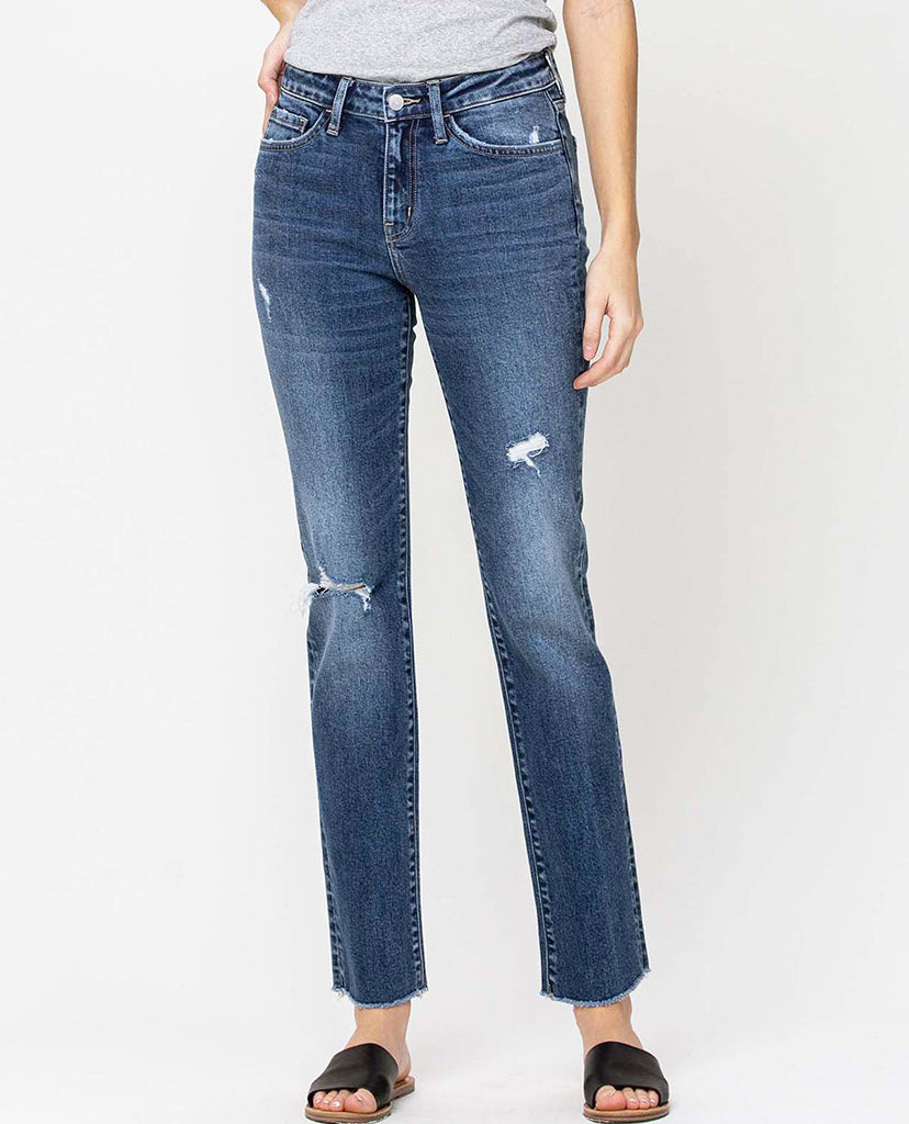Carine Straight Jeans - Blue Denim