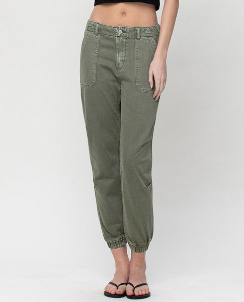 Ready For Denim Joggers - Olive Denim