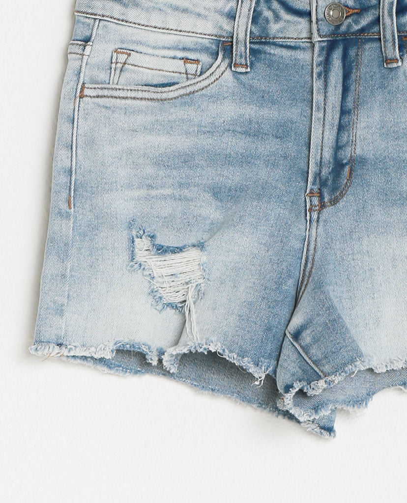 Uptown Denim Shorts - Light Blue