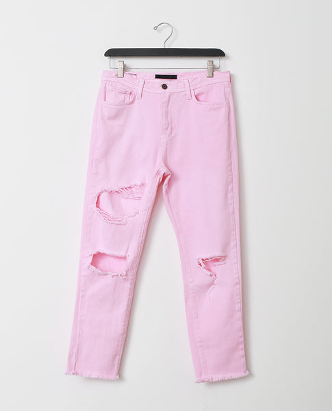 Pinky Promise Boyfriend Denim Jeans - Pink Dyed