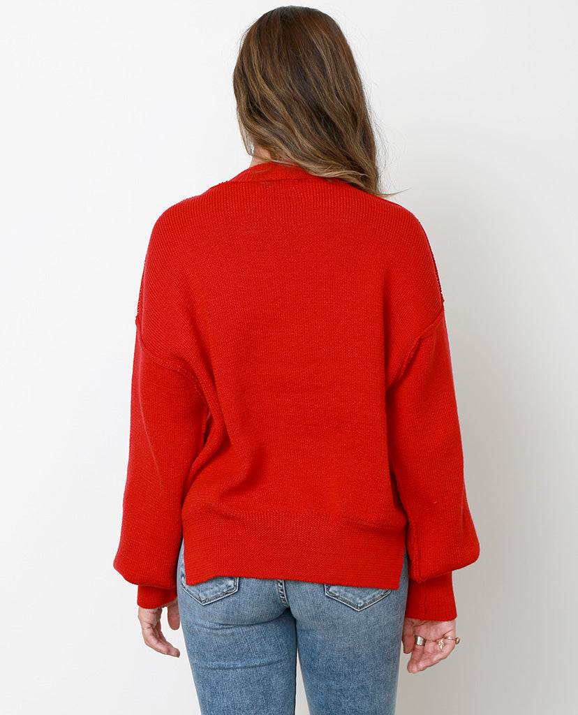 Color Pops Sweater Top - Red - Piin | ShopPiin.com