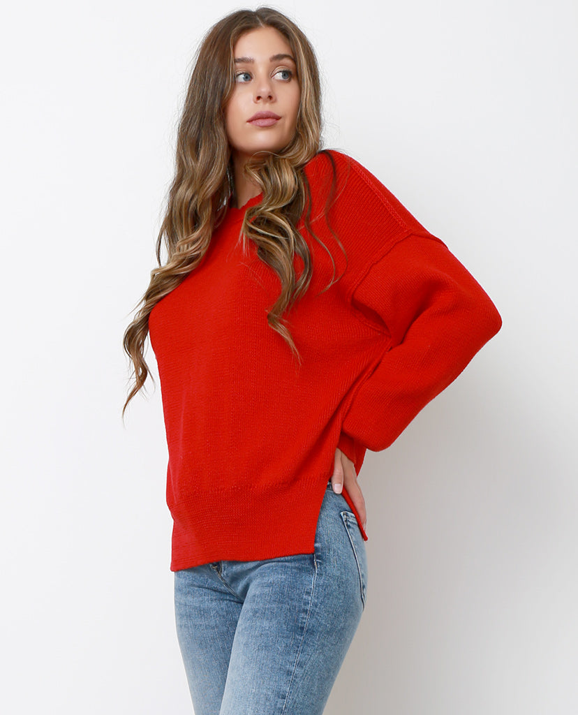 Color Pops Sweater Top - Red - Piin | ShopPiin.com