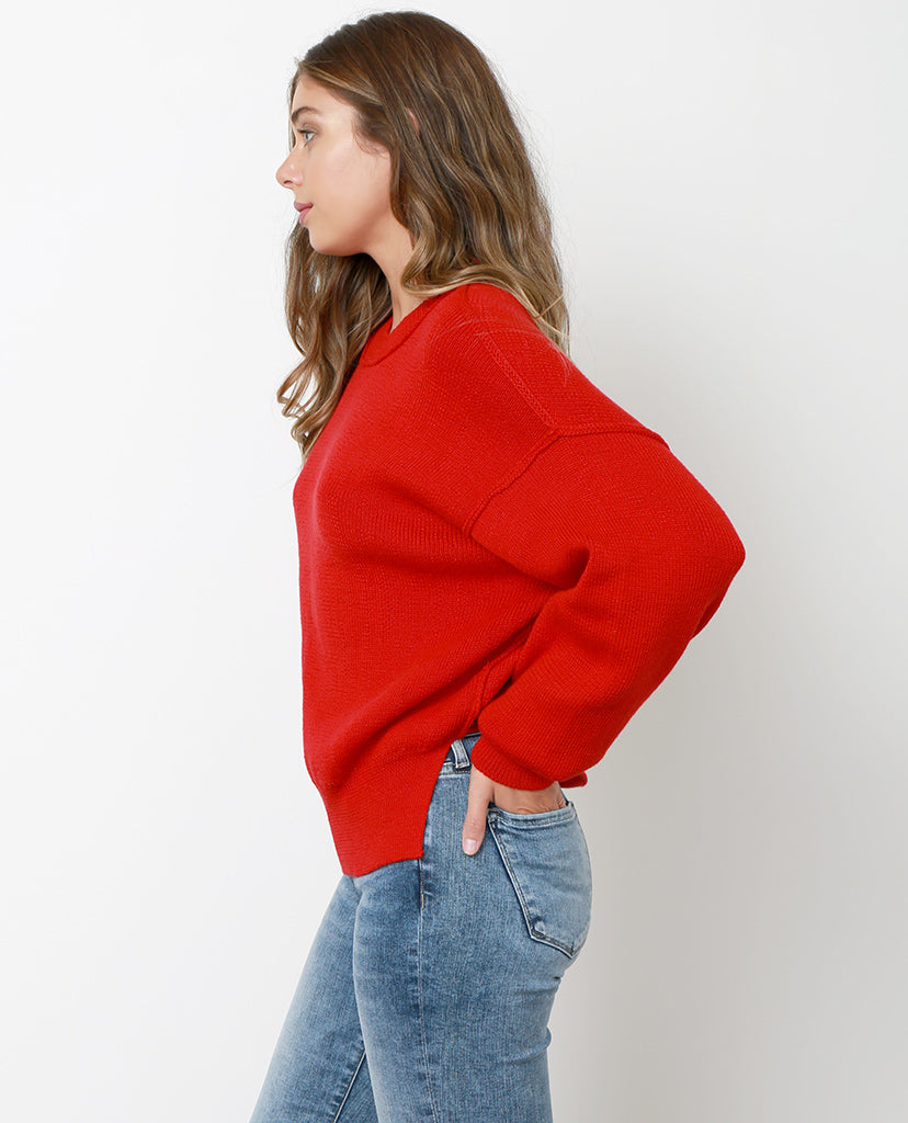 Color Pops Sweater Top - Red - Piin | ShopPiin.com