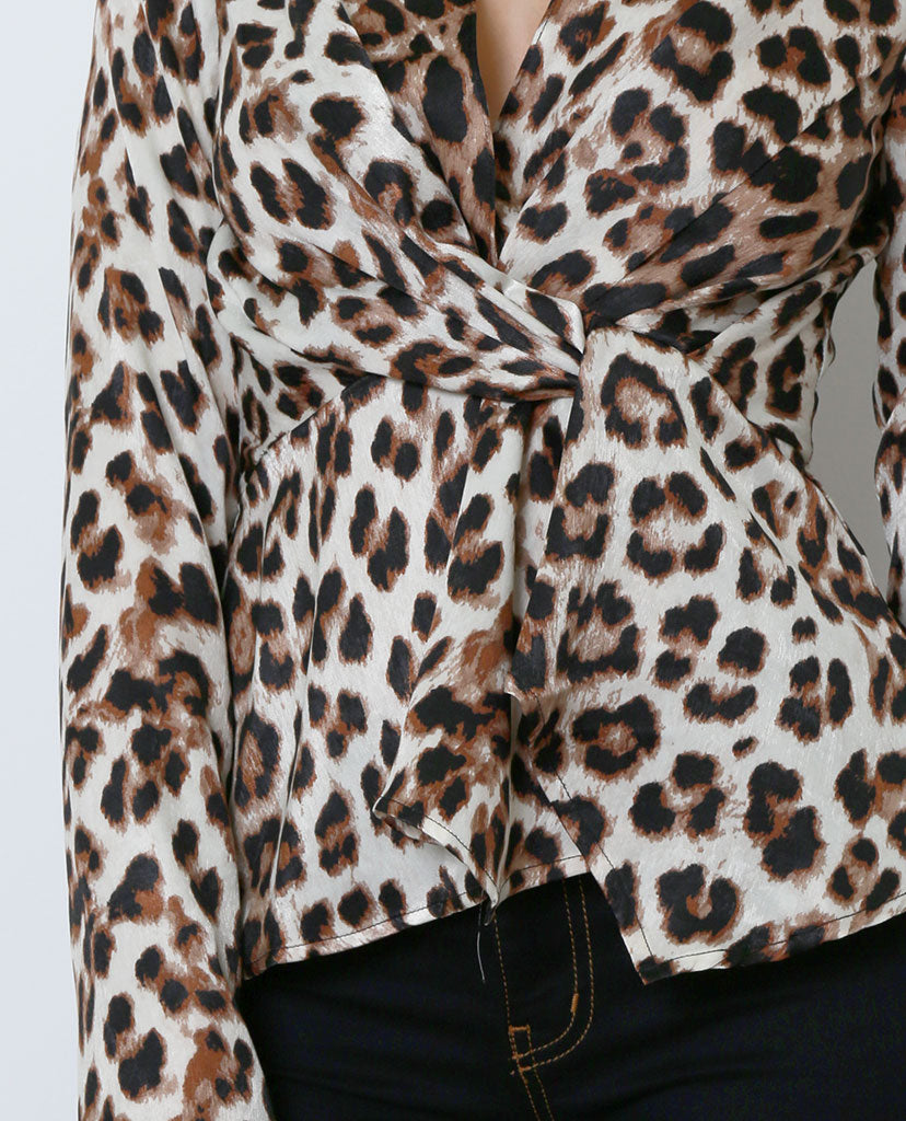 Carmen Leopard Print Blouse - Black/Brown - Piin | ShopPiin.com