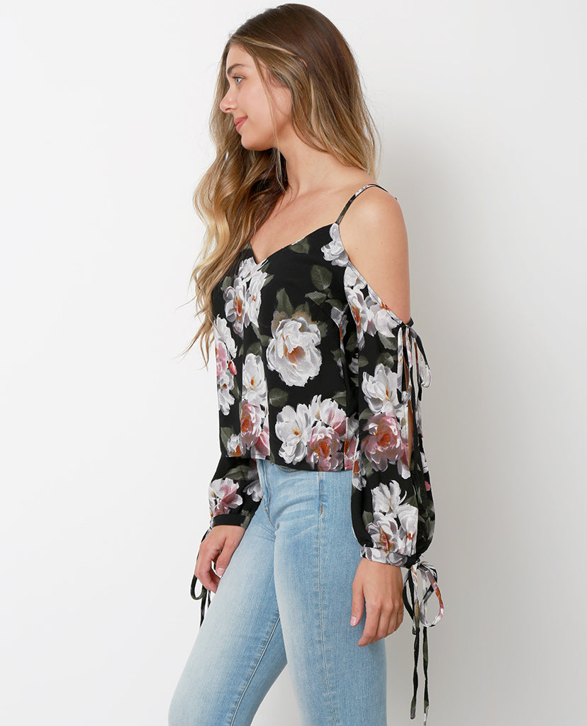 Because I Said So Off Shoulder Top - Black/Floral - Piin | ShopPiin.com