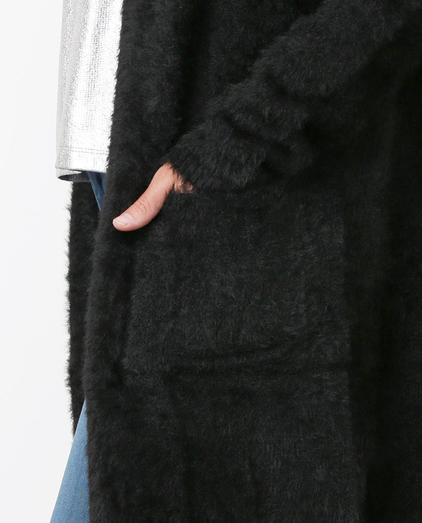Day Off Knit Fuzzy Cardigan - Black - Piin | ShopPiin.com