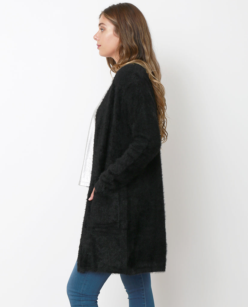 Day Off Knit Fuzzy Cardigan - Black - Piin | ShopPiin.com