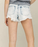 Swirling Clouds Denim Shorts - Light Blue