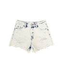 Swirling Clouds Denim Shorts - Light Blue