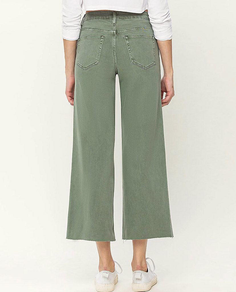 Circle Back Flare Jeans - Olive Denim