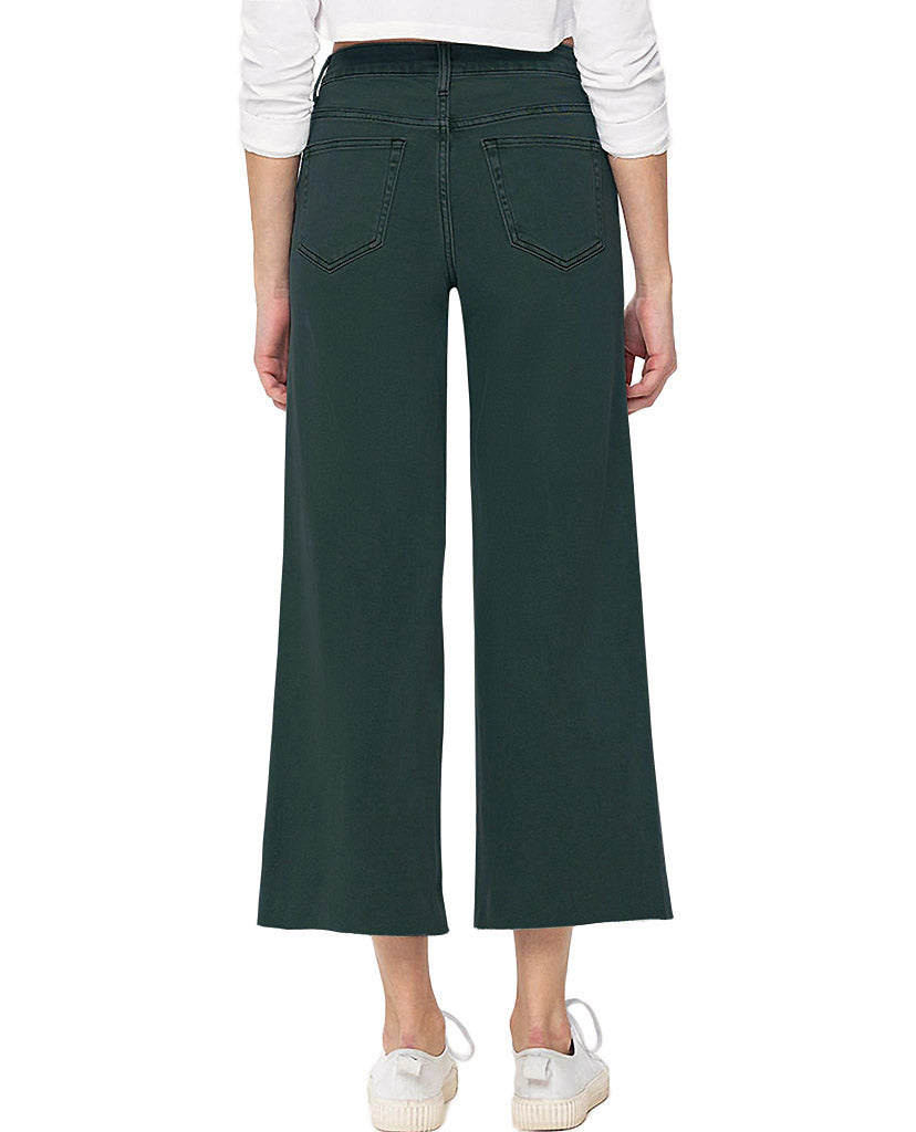 Circle Back Flare Jeans - Dark Green Denim