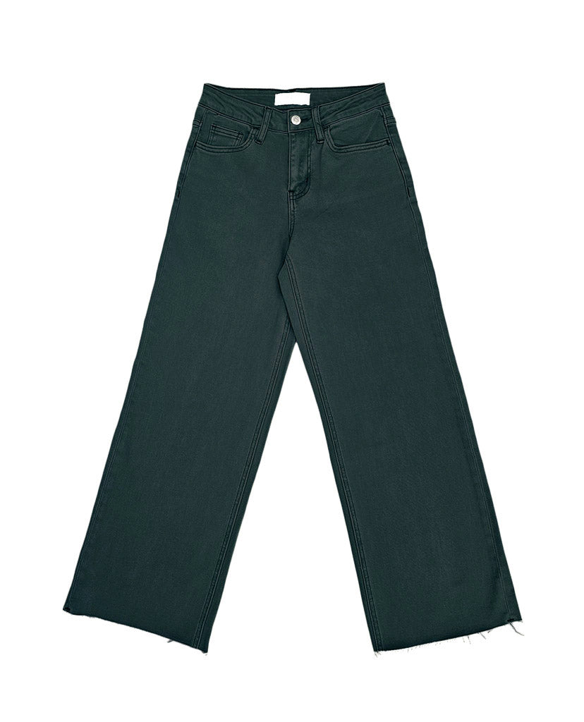 Circle Back Flare Jeans - Dark Green Denim