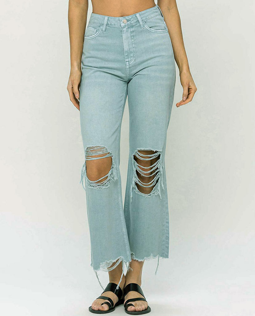 Music Festival Flare Jeans - Sage Blue