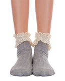 Ankle Socks With Lace - Gray & Pink - Piin | www.ShopPiin.com