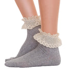 Ankle Socks With Lace - Gray & Pink - Piin | www.ShopPiin.com