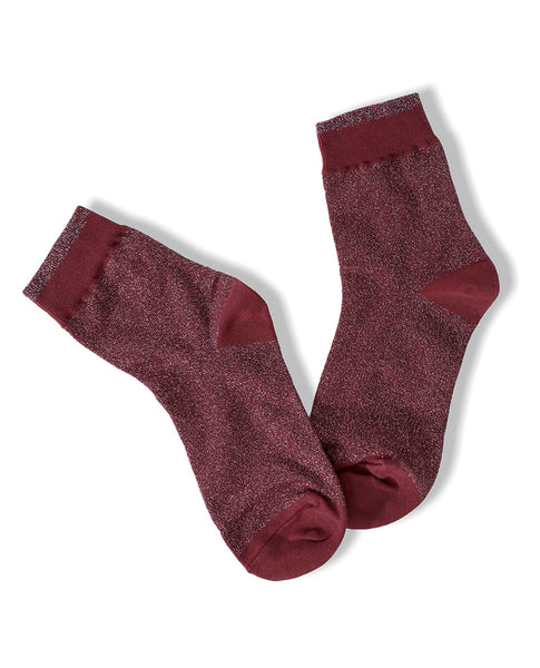 Universe Ankle Socks - Burgundy Glittery - Piin | ShopPiin.com