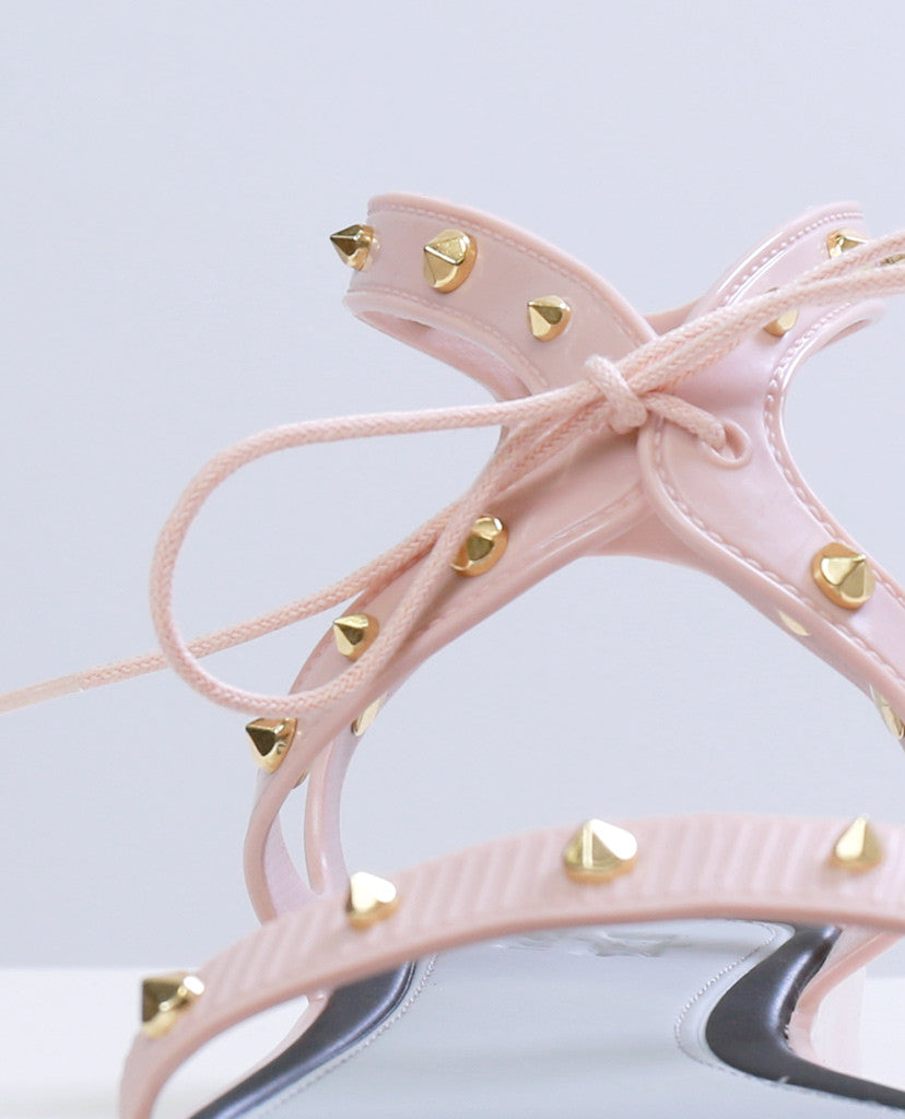 Studded Lace-Up Plastic Pink Sandals by Melissa X Jason Wu - Piin | www.ShopPiin.com