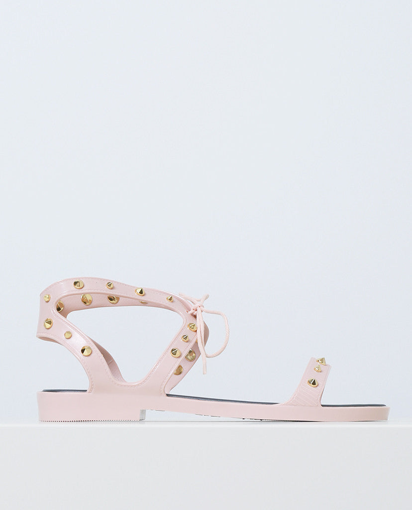 Studded Lace-Up Plastic Pink Sandals by Melissa X Jason Wu – Piin