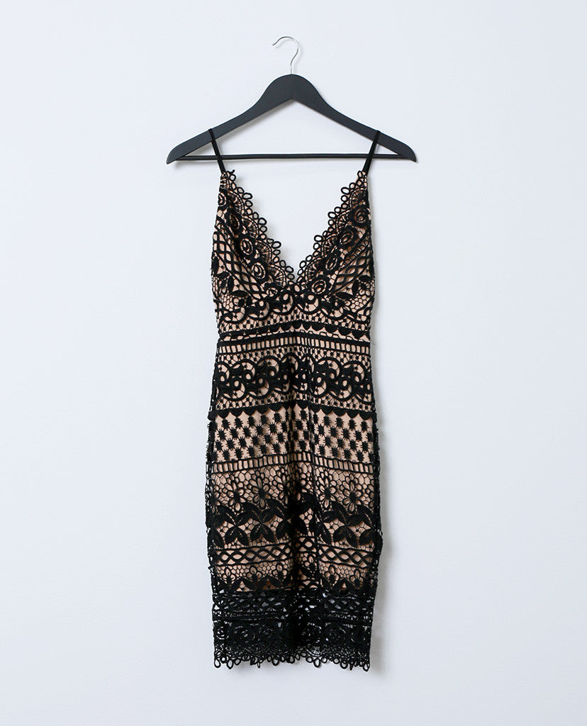 Breathtaking Lace Dress - Black/Nude - Piin | www.ShopPiin.com