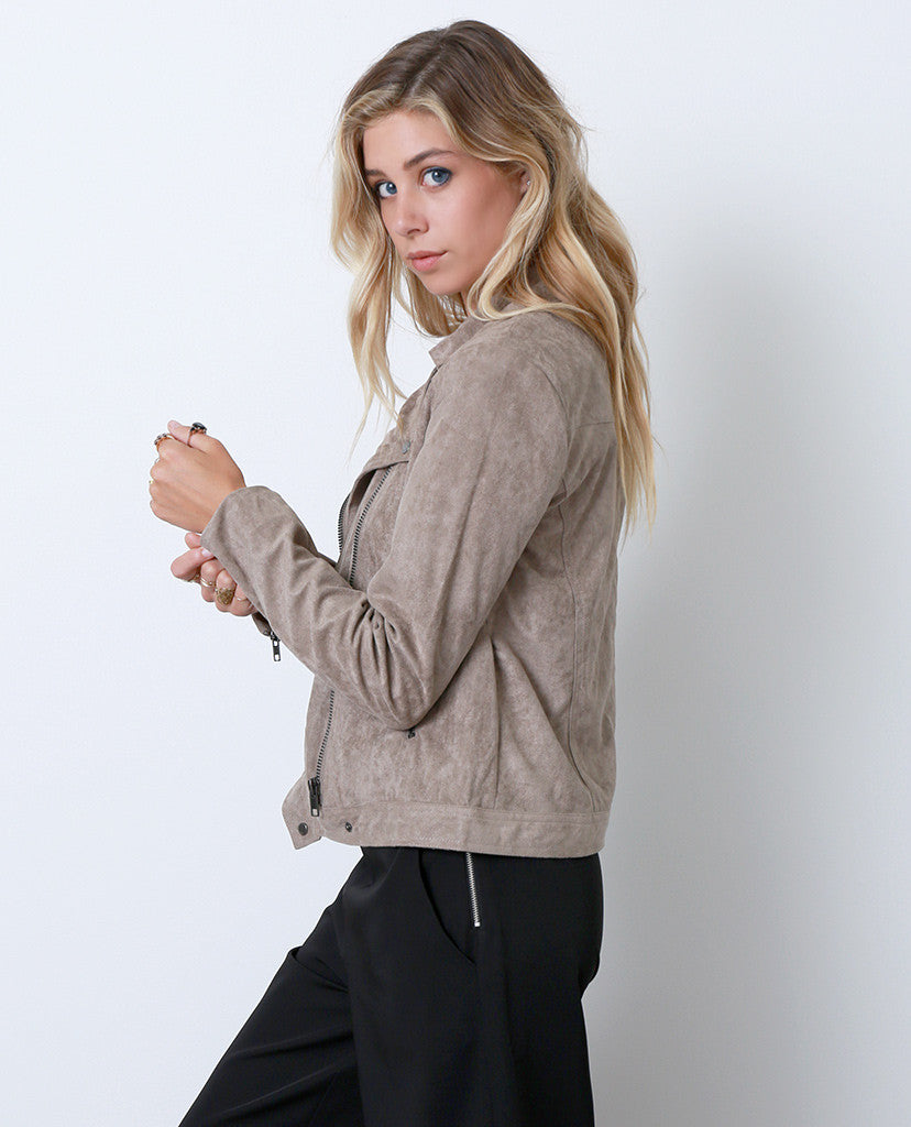 Suede With Love Moto Jacket - Beige - Piin | www.ShopPiin.com