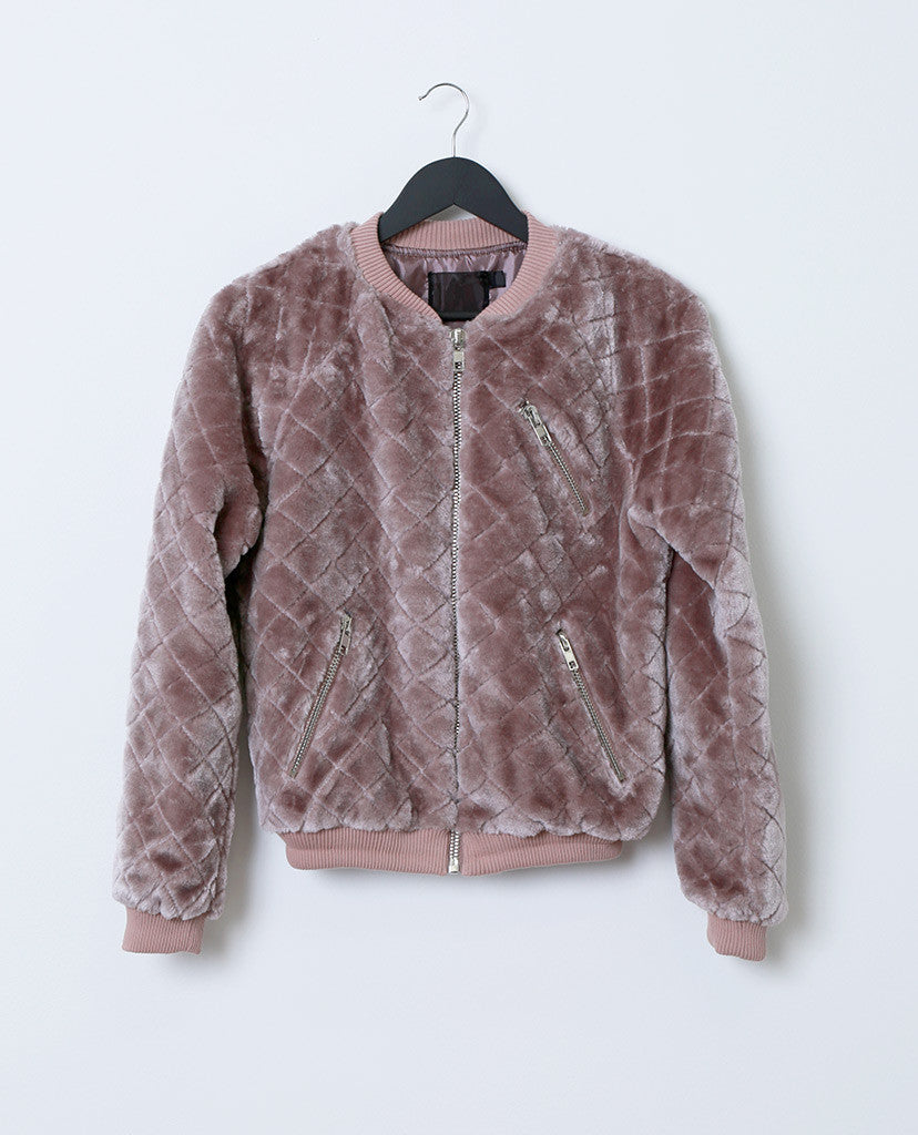 Tough Chick Faux Fur Bomber Jacket - Purple - Piin | www.ShopPiin.com