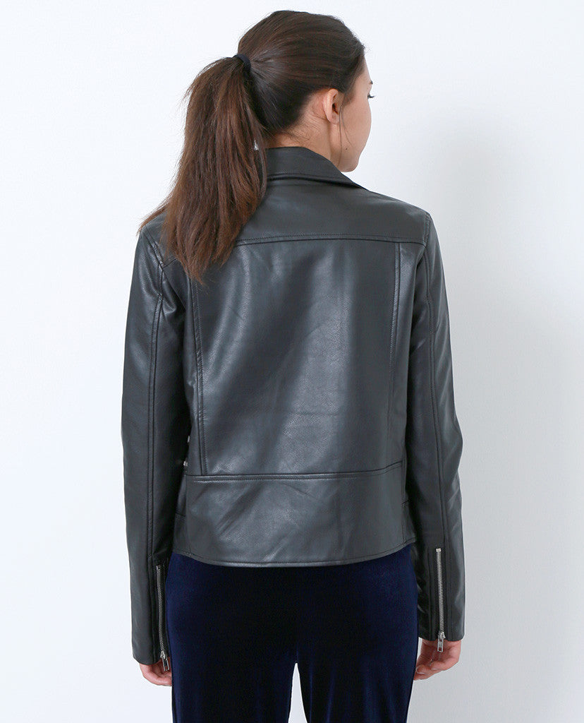 Taking Over Faux Leather Moto Jacket - Black - Piin | www.ShopPiin.com