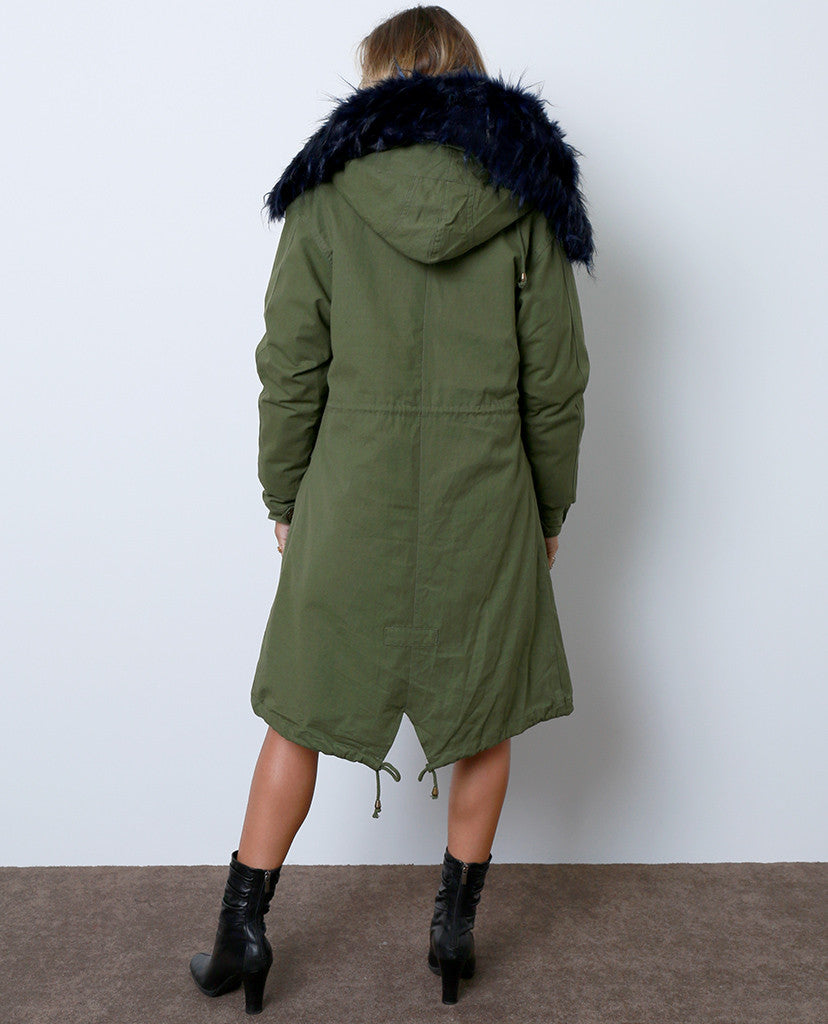 Toasty and Cute Anorak Coat - Olive/Royal - Piin | www.ShopPiin.com