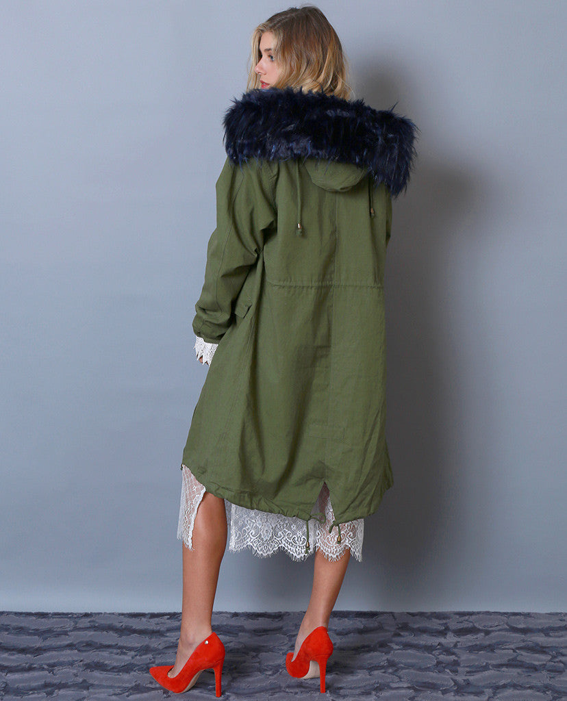 Toasty and Cute Anorak Coat - Olive/Royal - Piin | www.ShopPiin.com