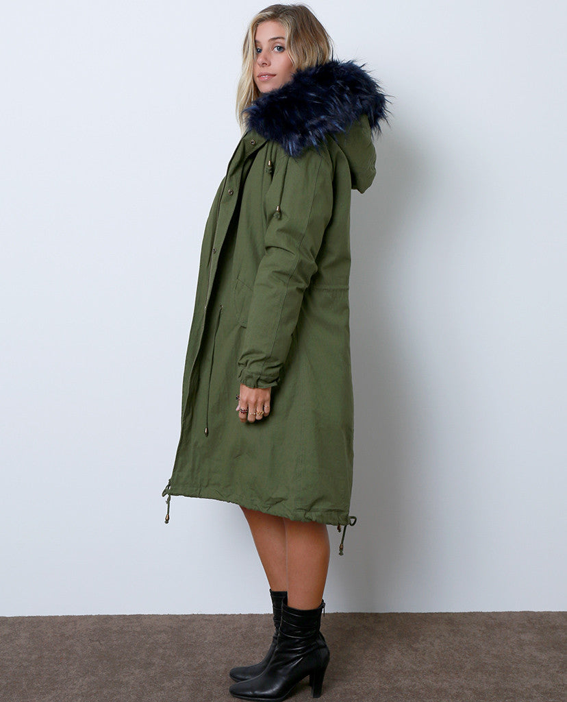 Toasty and Cute Anorak Coat - Olive/Royal - Piin | www.ShopPiin.com