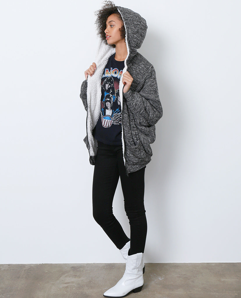 Go To Faux Shearling Jacket - Gray - Piin | www.ShopPiin.com