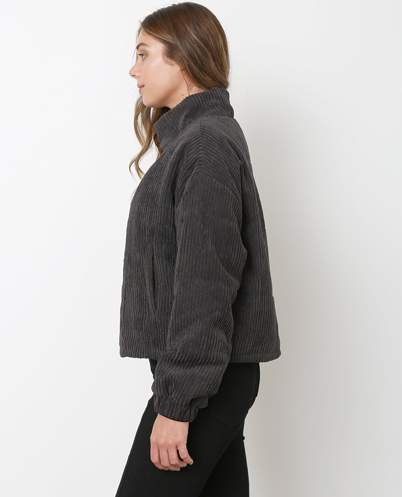 Hello Again Bomber Jacket - Charcoal Gray - Piin | ShopPiin.com