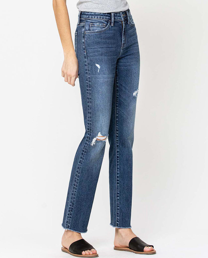 Carine Straight Jeans - Blue Denim