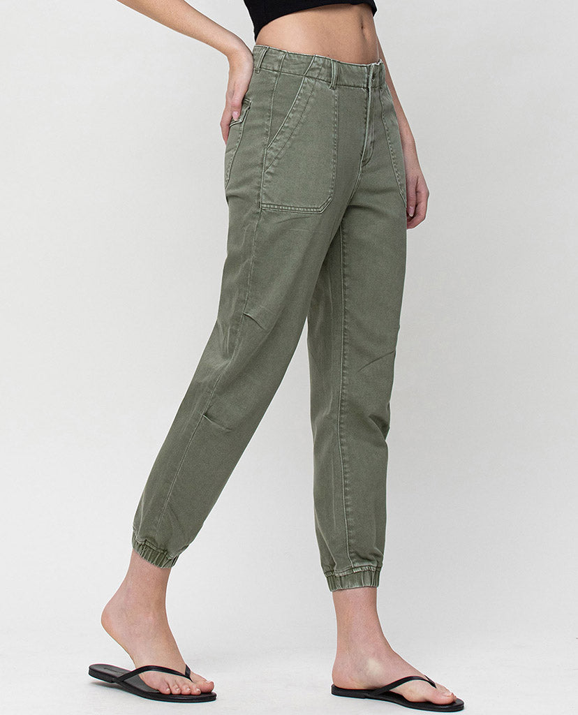 Ready For Denim Joggers - Olive Denim