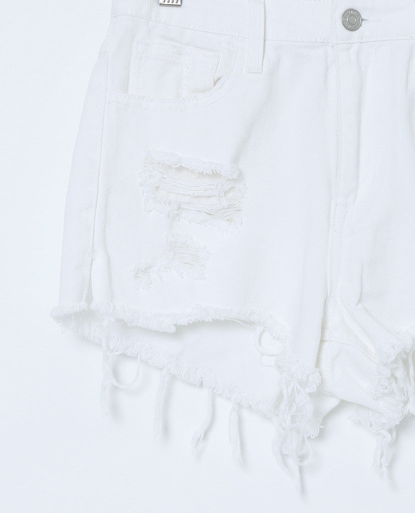 Spent Time White Denim Shorts - White Distressed - Piin | ShopPiin.com