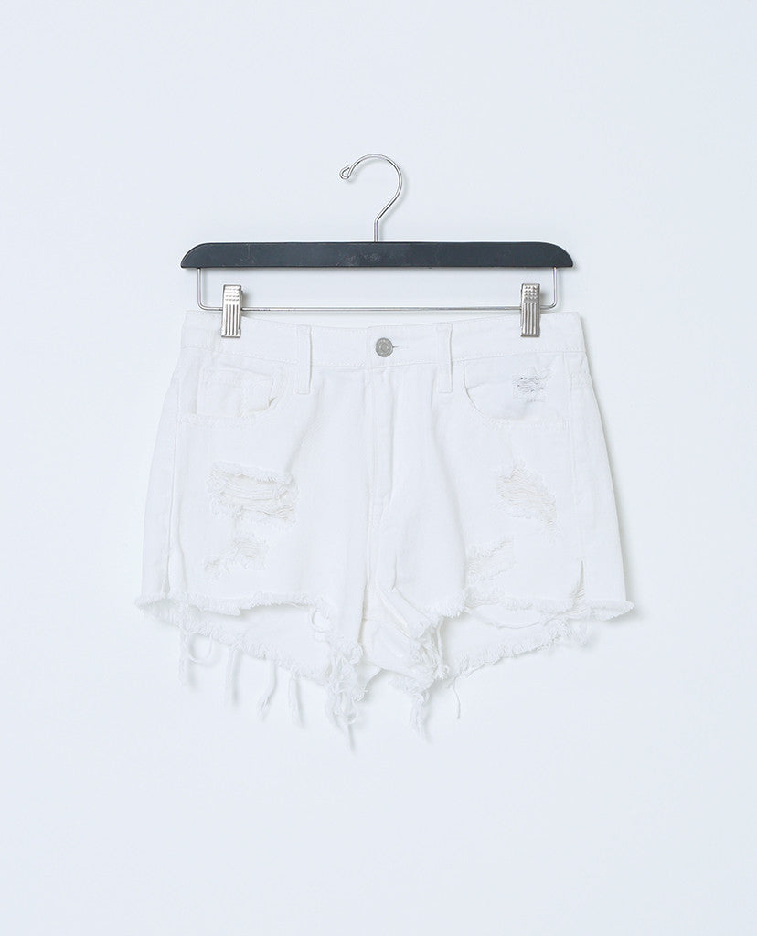 Spent Time White Denim Shorts - White Distressed - Piin | ShopPiin.com