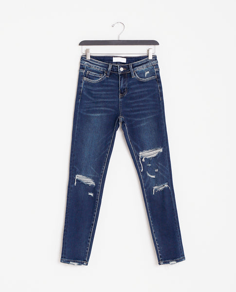 Strolling Skinny Jeans - Dark Blue Denim