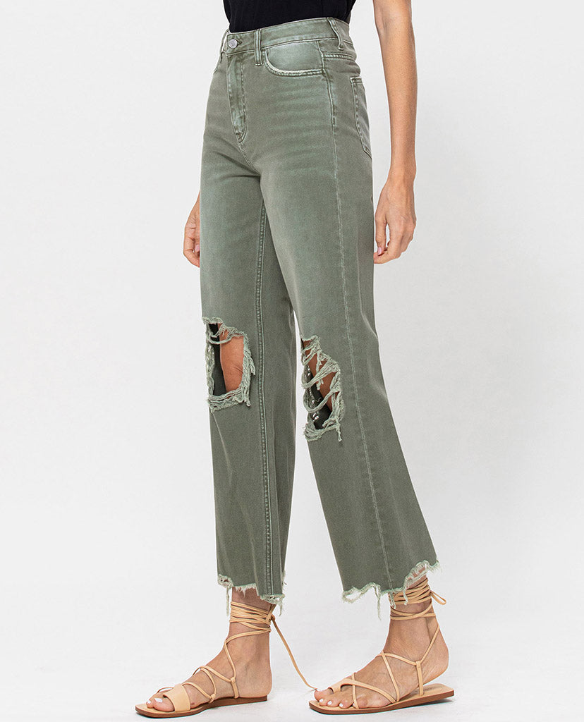 Music Festival Flare Jeans - Olive