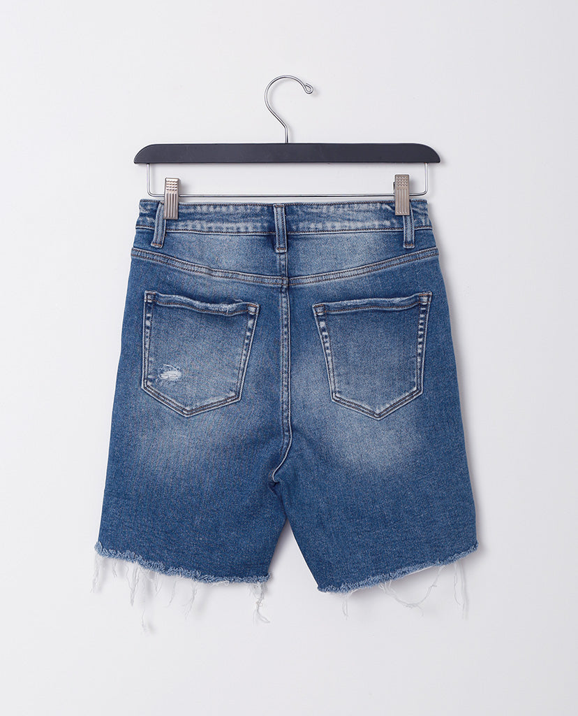 Kara Denim Shorts - Distressed Blue