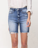 Kara Denim Shorts - Distressed Blue