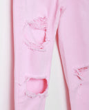 Pinky Promise Boyfriend Denim Jeans - Pink Dyed